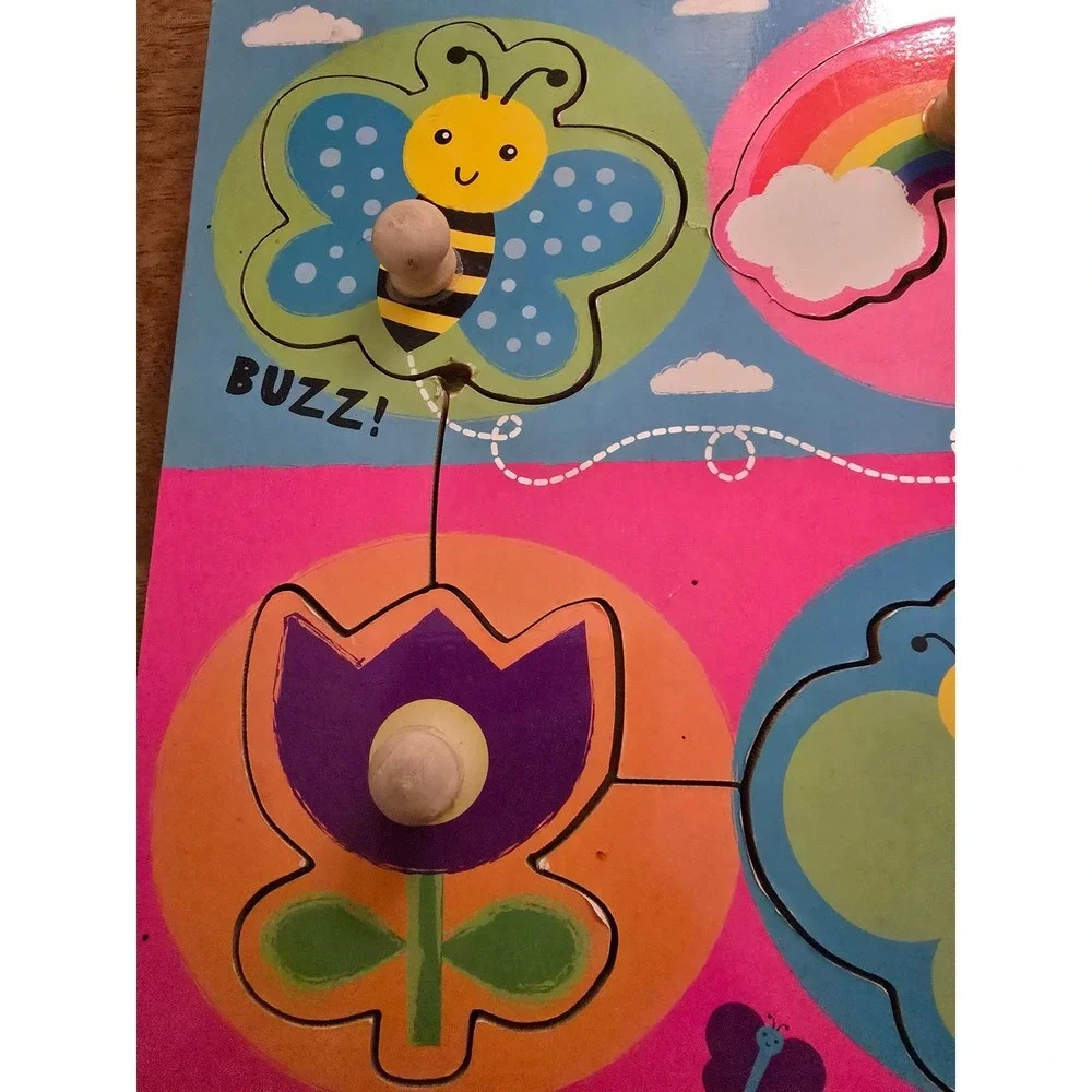 Vintage‎ 2010 Devrian Global Industries Wooden Rainbow Butterfly Peg Puzzle